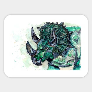 Green Triceratops Dinosaur Sticker